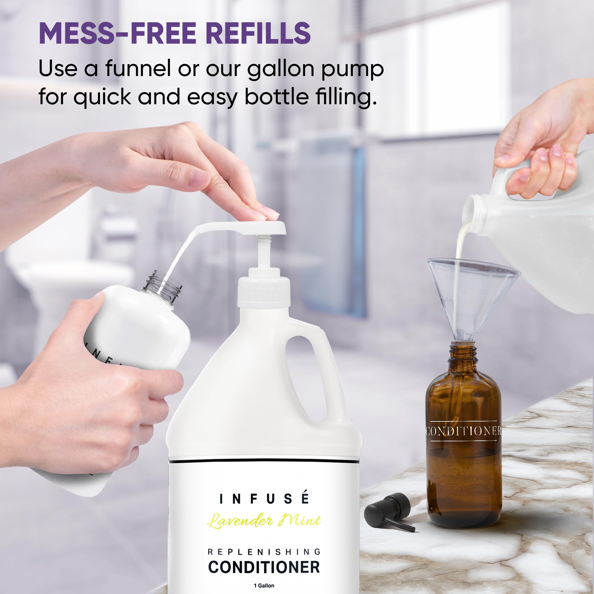 **Terra Pure Infuse Lavender Mint Hotel Conditioner - 1 Gallon (4 Gallons Bulk) | Refillable Dispenser for Hospitality & Vacation Rentals | Spa, Hotel, Airbnb Amenities**