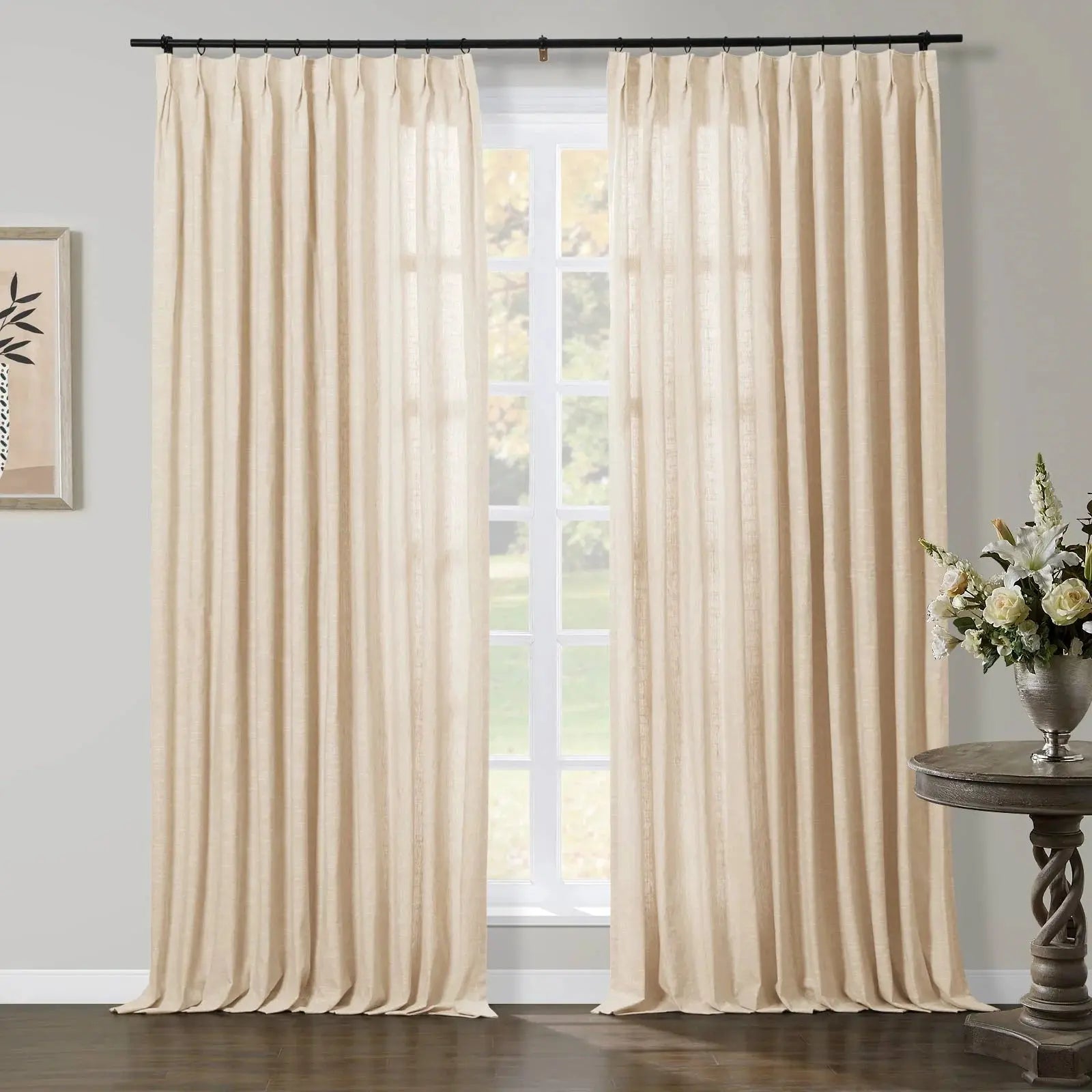 Luxury Linen Cotton Pleated Curtains - Blackout Drapes for Living Room & Bedroom - Elegant Home Decor Window Treatments