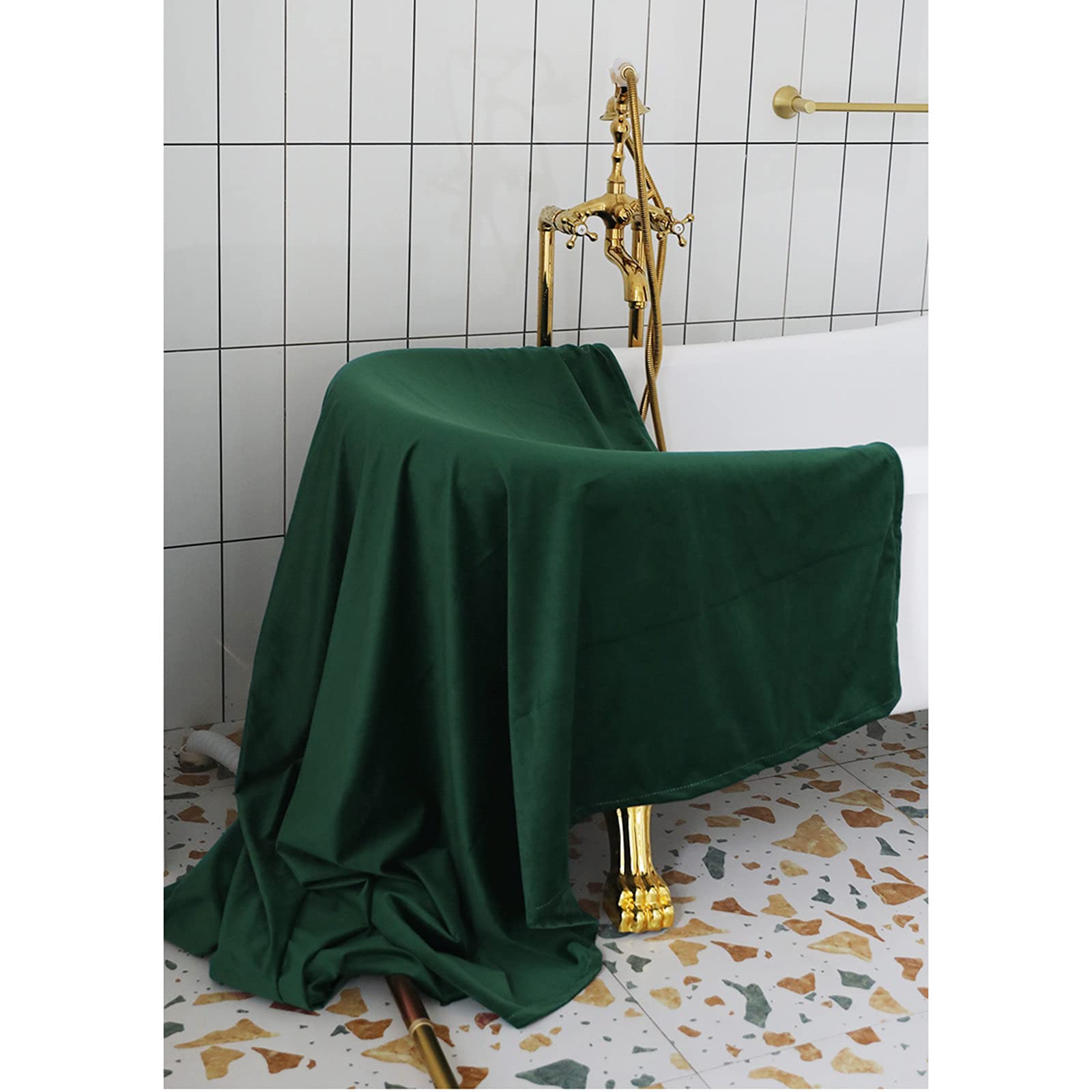 Luxury Velvet Fabric Shower Curtain - Waterproof Bathroom Curtain with Rust-Resistant Grommets, Machine Washable for Bathtub - Perfect for Modern Bathrooms and Spa-Like Retreats