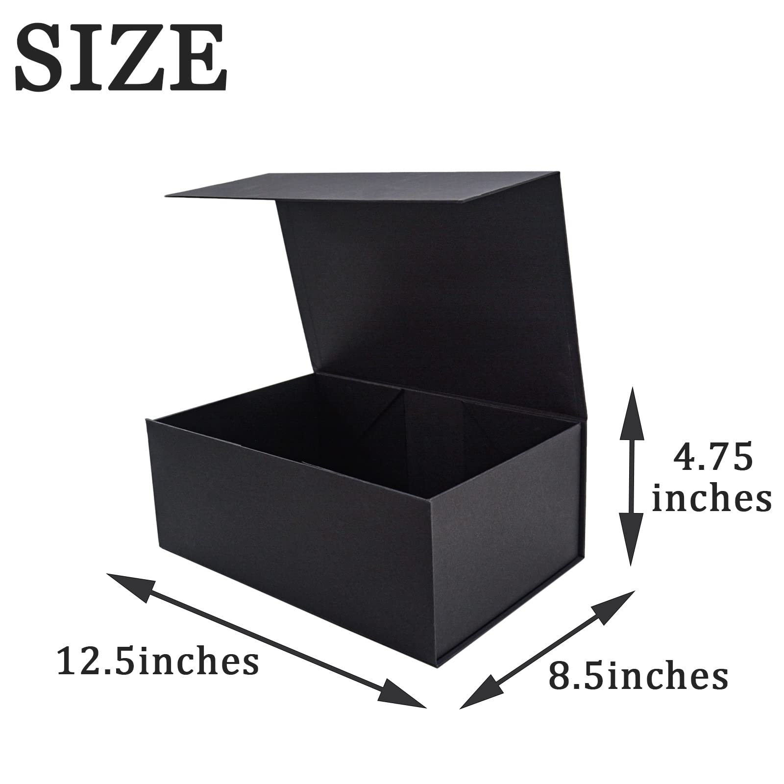 AuroWish 3 Pack Large Gift Boxes for Presents - 12.5 x 8.5 x 4.75 Inches Black Magnetic Lid Collapsible Gift Box with Ribbons - Perfect for Christmas, Bridesmaid Proposals, Weddings, Birthdays & Special Occasions