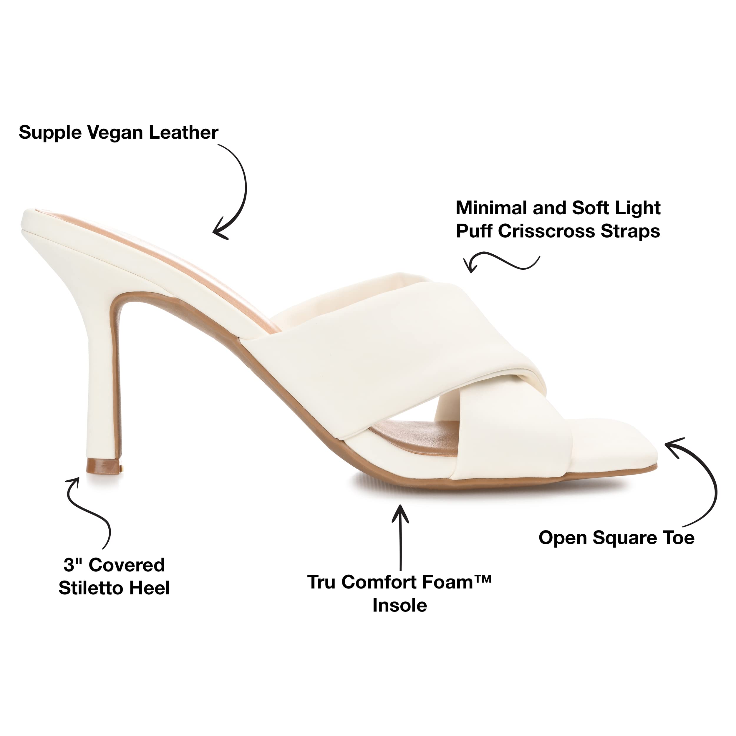 Journee Collection Women's Criss-Cross Slip-On Slide Sandals - Comfortable White Summer Shoes Size 6 Medium (B,M) - Perfect for Beach, Pool, and Casual Outings