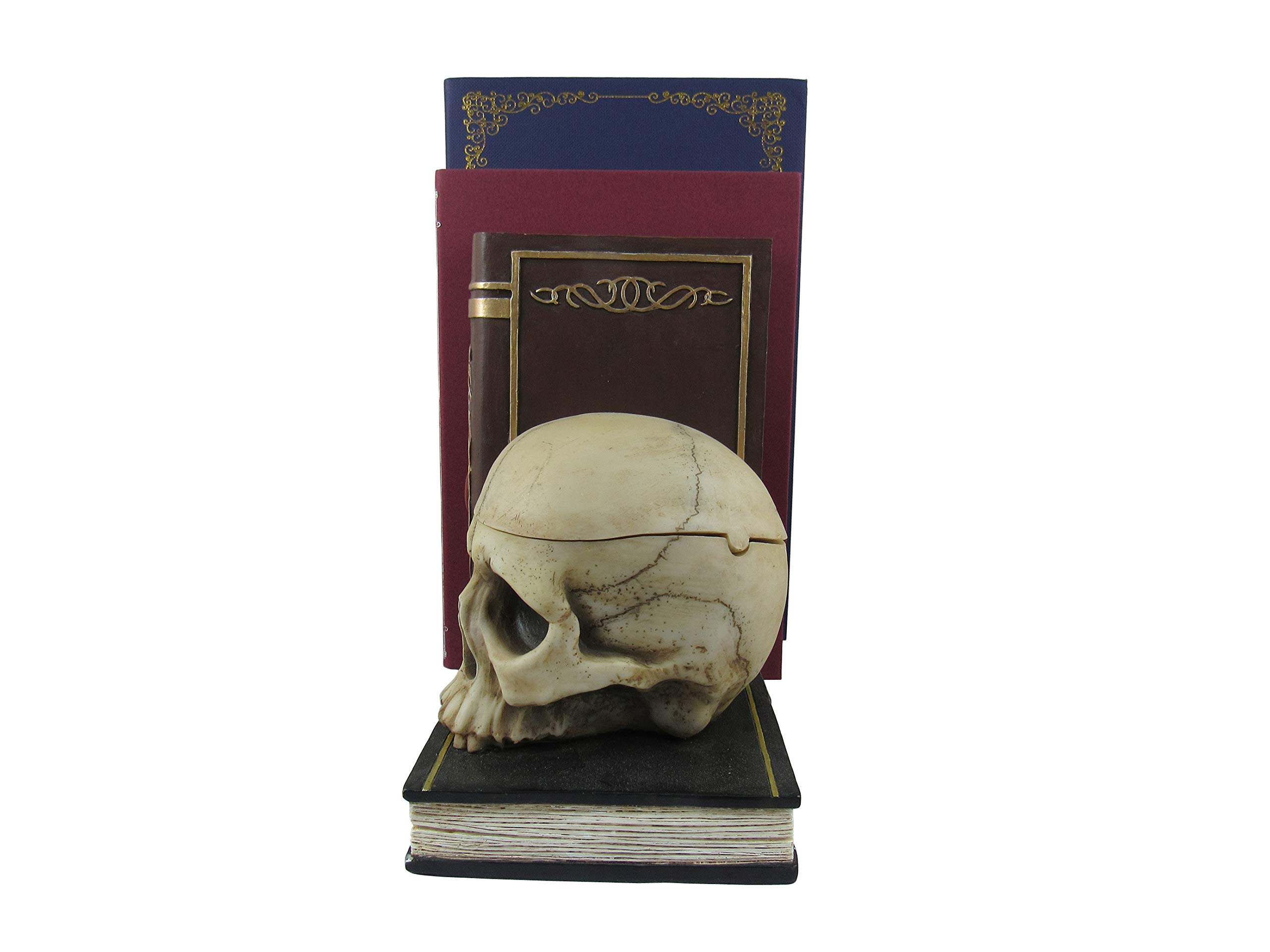 Gothic Skull Decorative Bookends with Small Trinket Box - 12