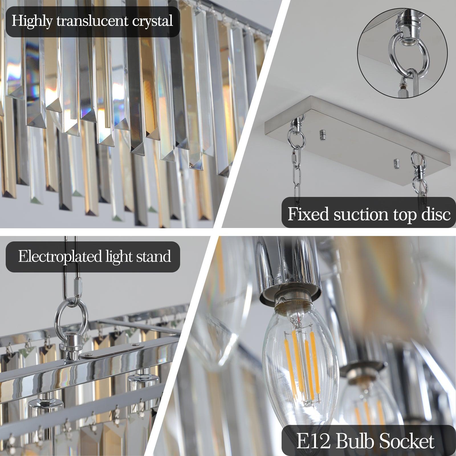 Elegant 39-Inch Crystal Ceiling Chandelier with Metal Frame & K9 Crystals - Perfect for Dining Room, Living Room, or Bedroom Lighting Decor