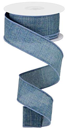 Premium Solid Canvas Wired Edge Ribbon - 10 Yards (Faded Denim Blue, 1.5 Inch Width) for Gift Wrapping, DIY Crafts, Floral Arrangements & Home Decor