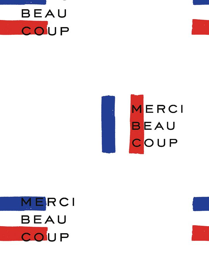 Clare V. White 'Merci Flag' Wallpaper - Elegant French-Inspired Home Decor for Living Room, Bedroom & Dining Room