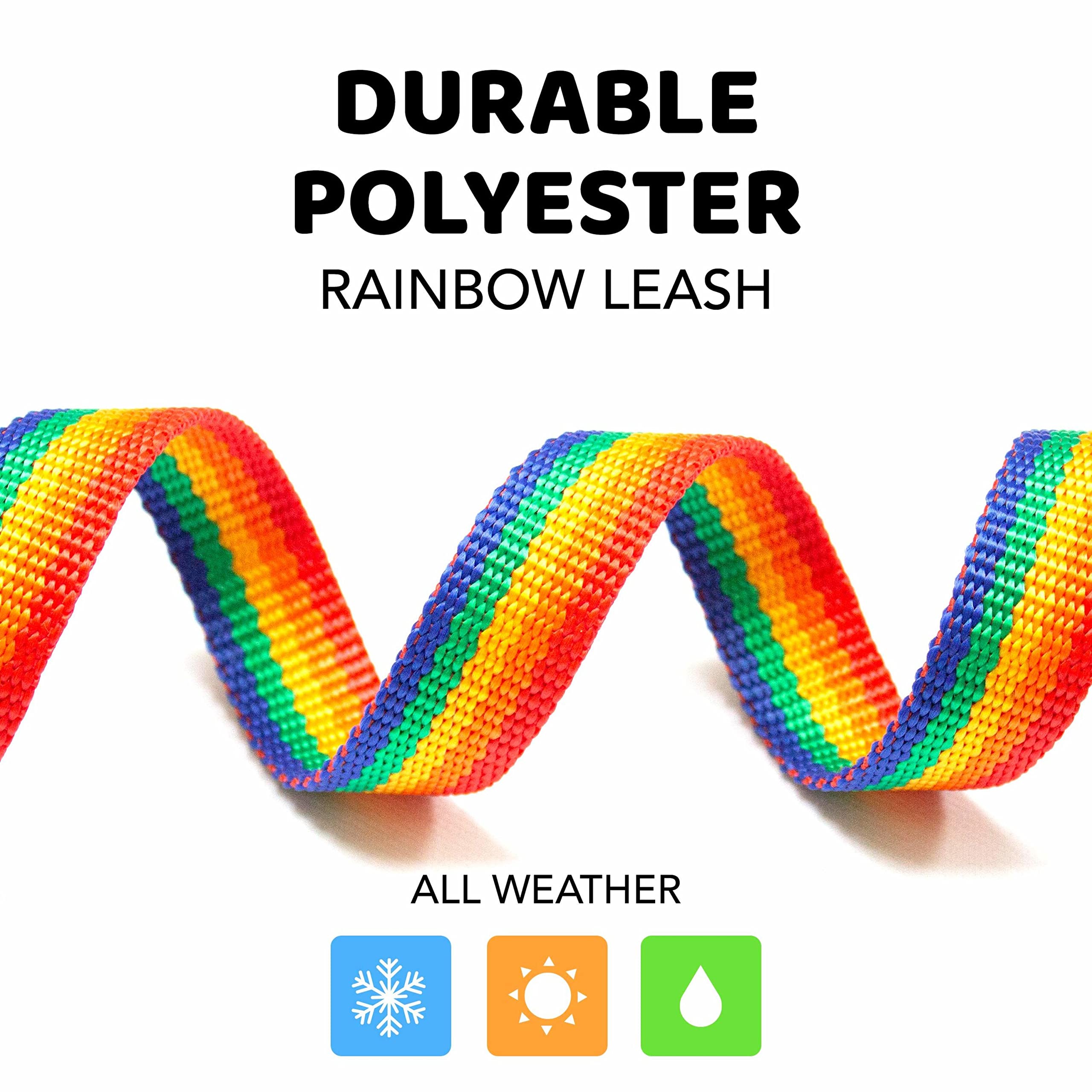 **Downtown Pet Supply 50ft Rainbow Nylon Dog Leash - Long Training Leash for Recall & Obedience - Durable Outdoor Walking, Hiking & Backyard Play for Medium & Large Dogs**