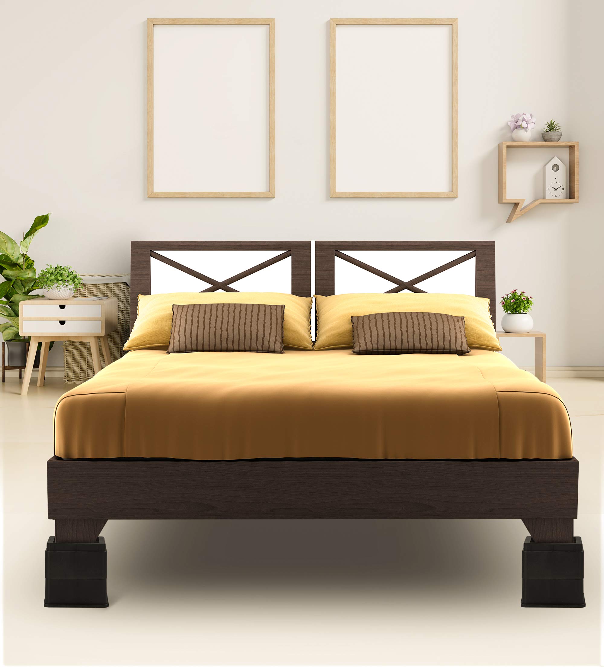 Utopia Bedding 2 Inch Bed Risers - Heavy Duty Furniture Risers with Anti-Slip Foam & Rubber Pads - Pack of 4 Stackable Bed Lifts for Sofa, Bed, Table, Couch & Chair - Perfect for Dorm Rooms, Guest Beds & Home Office (Black)