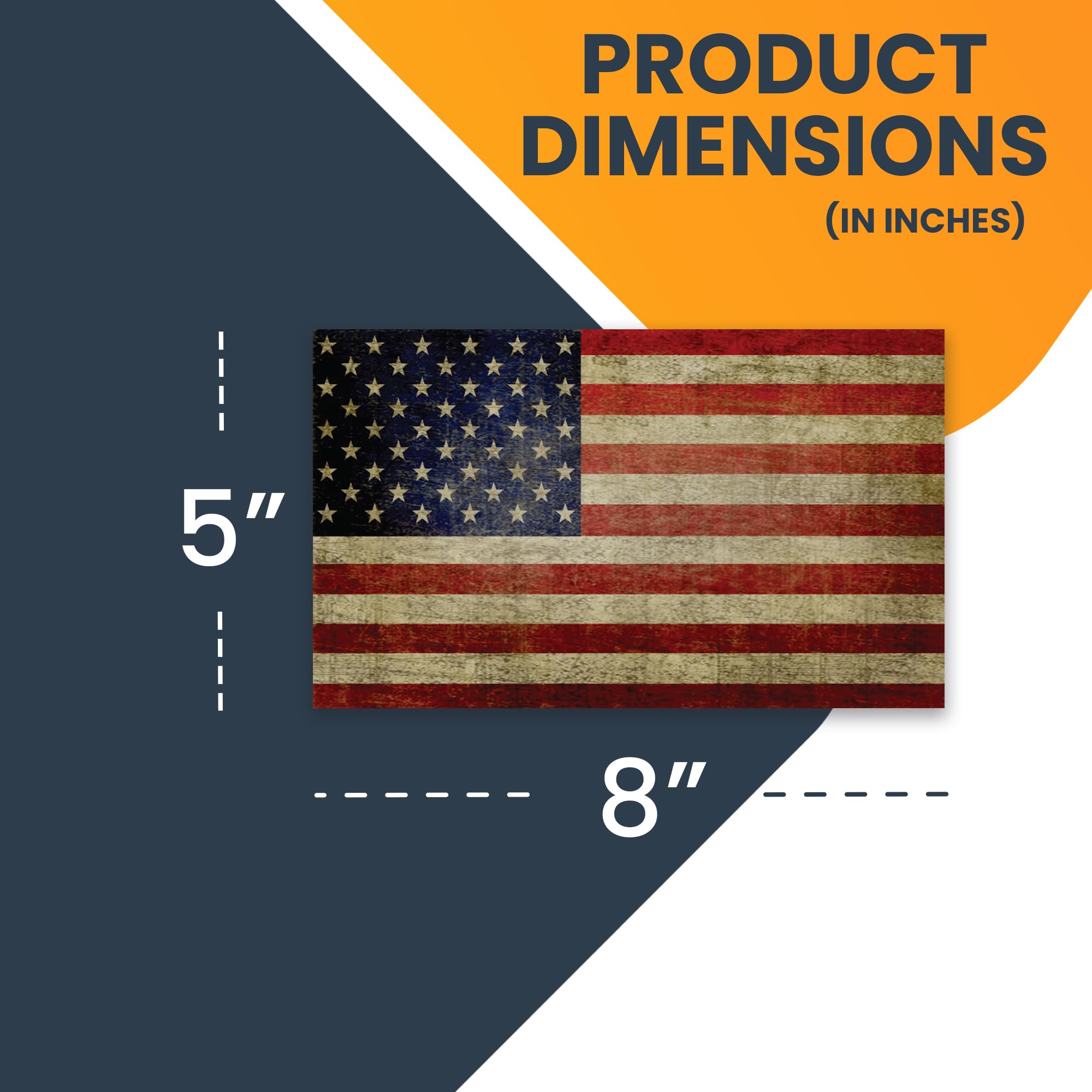 Weathered American Flag Car Magnet Decal - 5x8 Inches, 2 Pack - Red, White & Blue - Waterproof Heavy Duty Automotive Magnet for Car, Truck, SUV - Perfect for Patriotic Display on Vehicles & Metal Surfaces