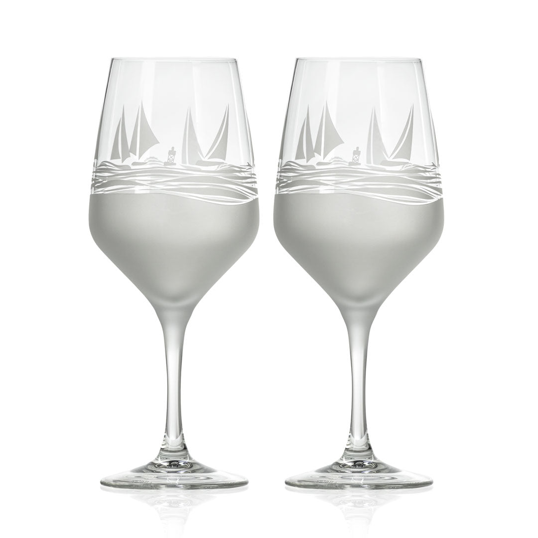 Regatta 19.5oz All Purpose Wine Glasses - Set of 2 Stemless Drinking Glasses for Red Wine, White Wine, Cocktails & Beverages - Perfect for Dinner Parties, Weddings & Home Entertaining