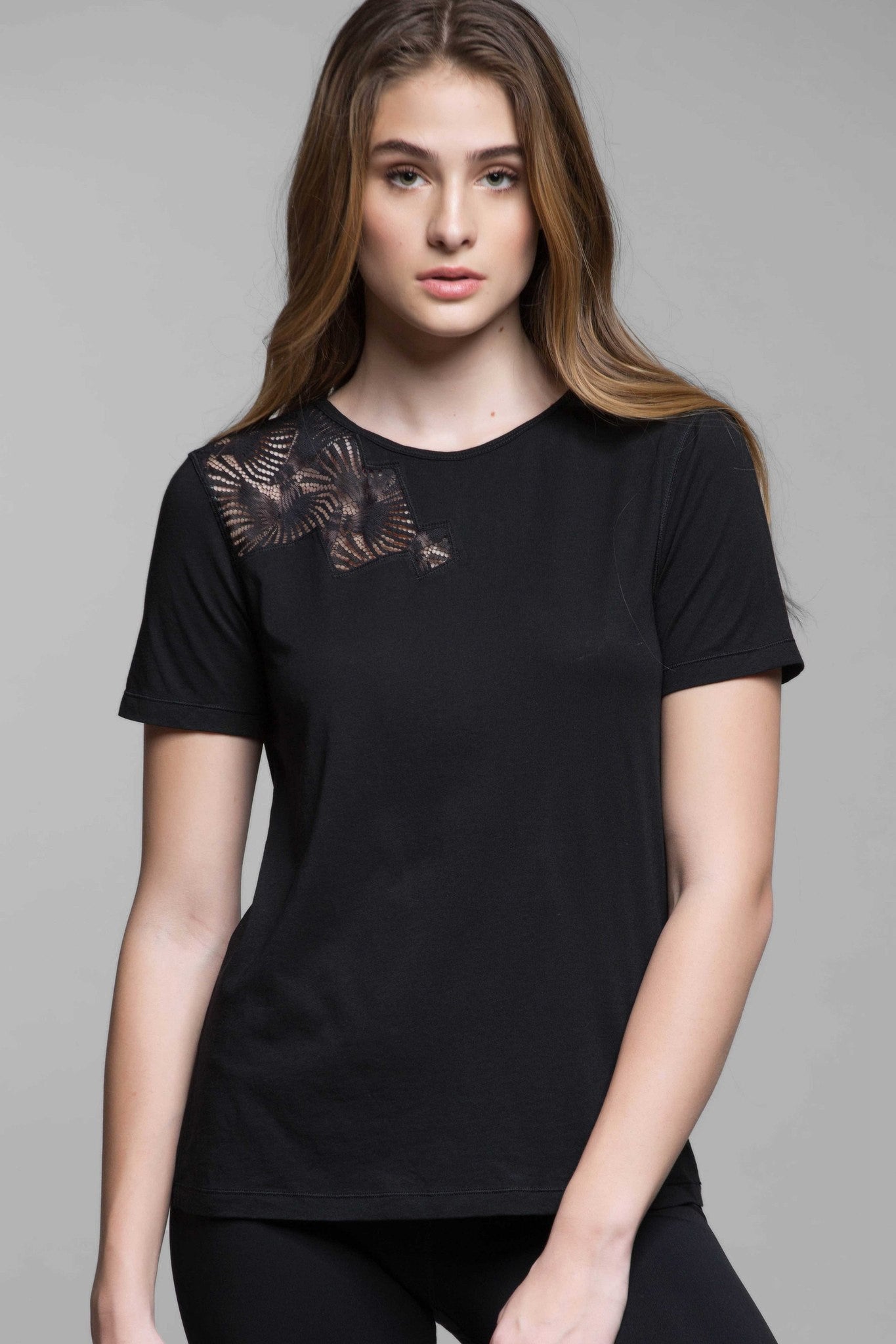 Lilla Lace Open Back Tee - Women's Elegant Lace Detail T-Shirt for Casual Wear & Date Nights | Perfect for Summer Outfits and Special Occasions