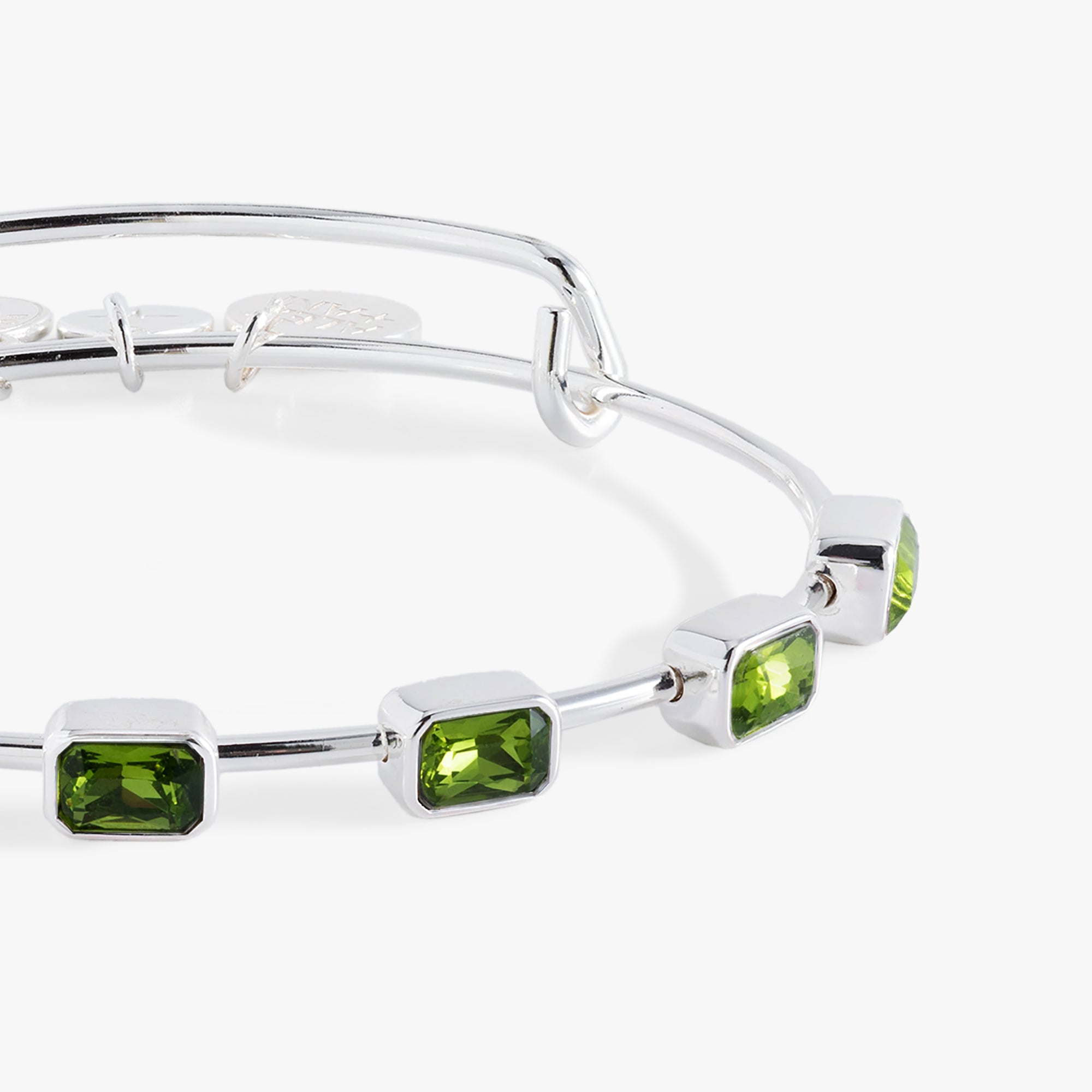 August Birthstone Emerald Cut Bangle - Sterling Silver Peridot Bracelet for Women | Elegant Jewelry Gift for Birthday, Anniversary & Special Occasions