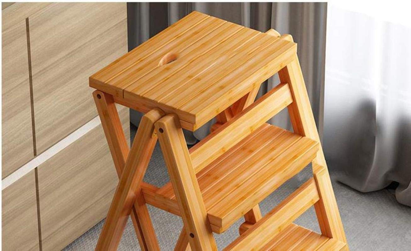 NEVKA 2-in-1 Folding Step Stool Ladder - 42×55×68cm White - Heavy Duty Non-Slip Home Step Stool for Kitchen, Bathroom & Storage - Multi-Functional Foldable Step Stool with Thickened Inner Frame