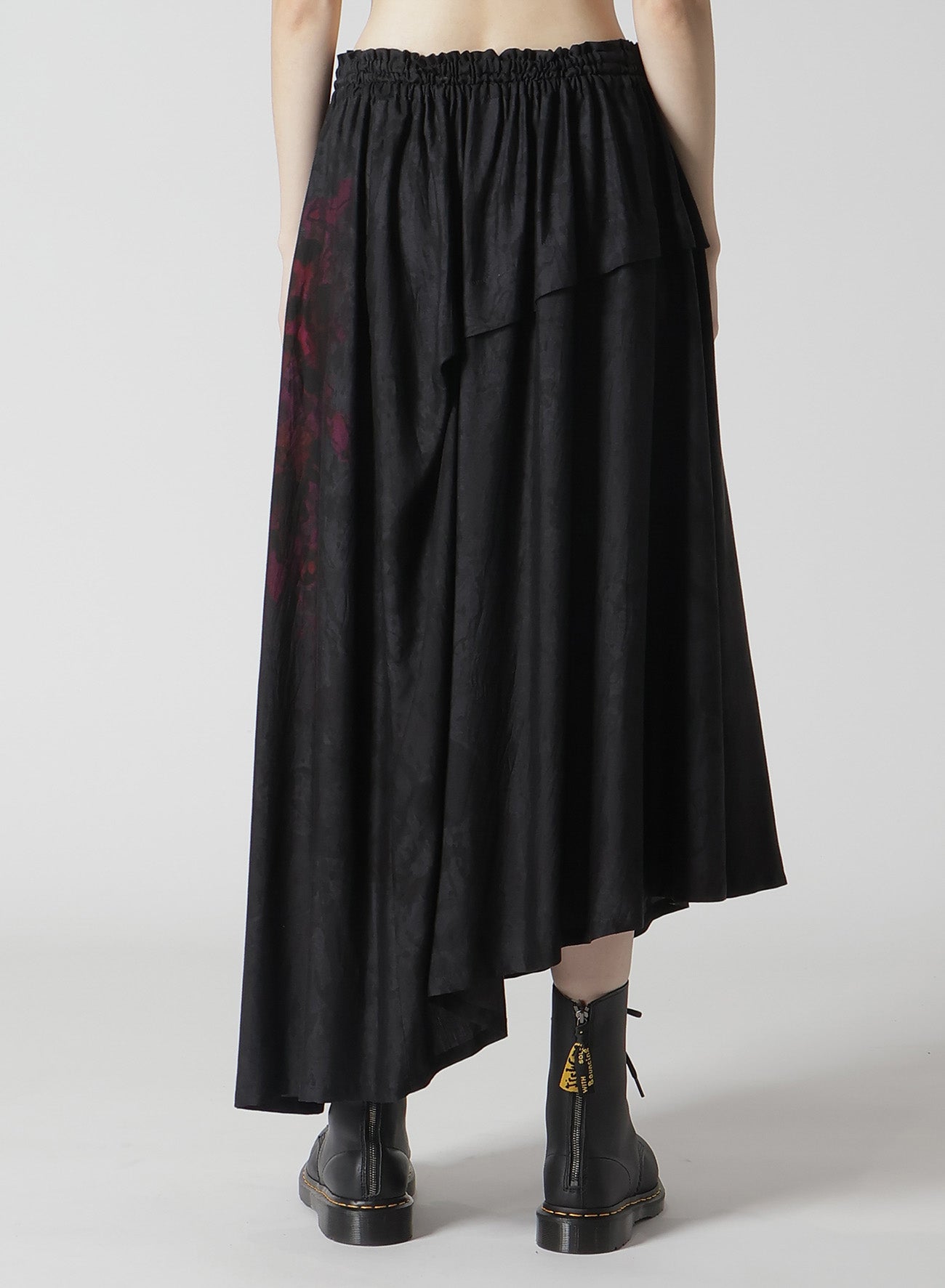 Cupro/Dungaree Twill Floral & Asphalt Print Right Tucked Asymmetric Skirt - Chic Women's Fashion Skirt for Casual Wear, Office Outfits & Special Occasions