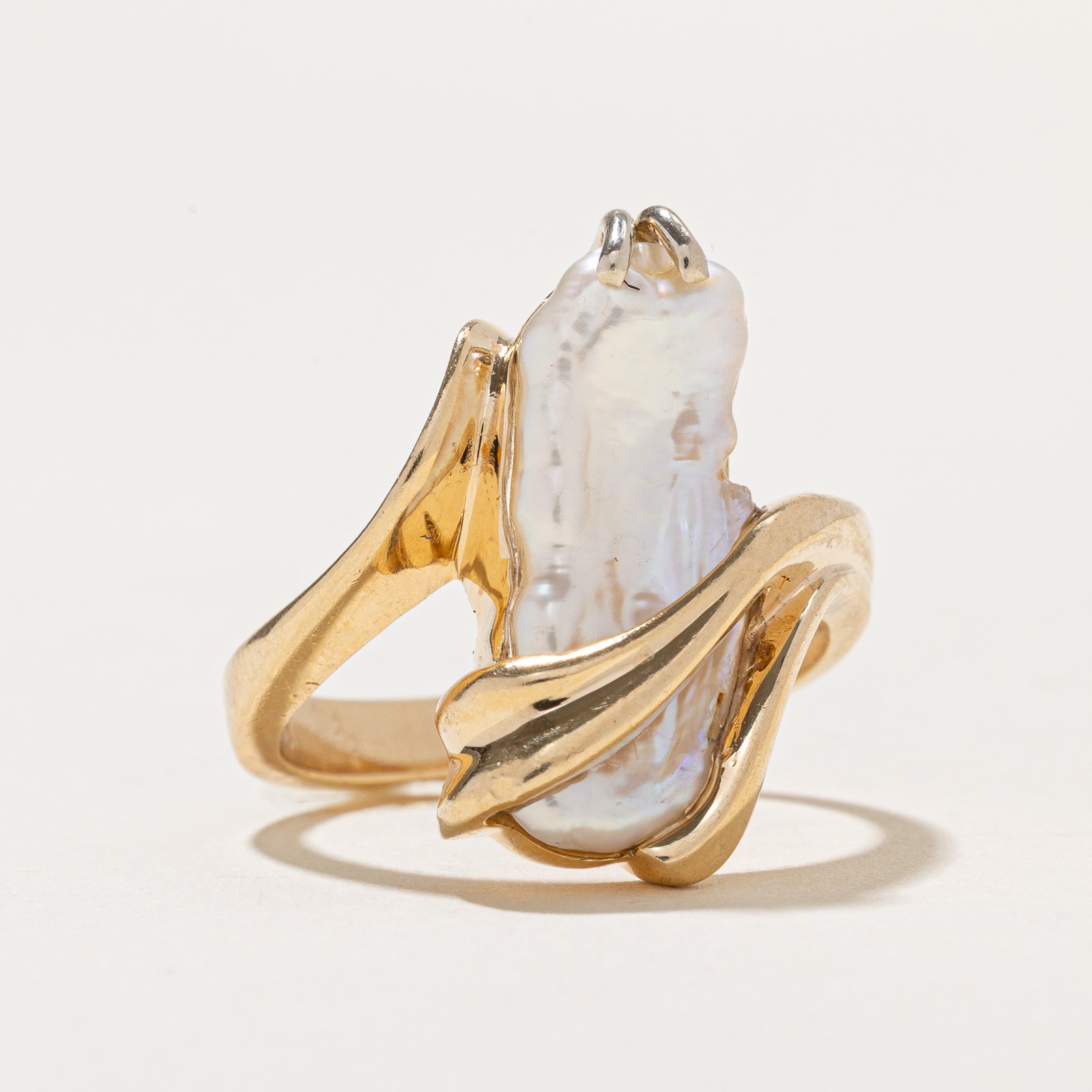 Elegant Baroque Pearl Bypass Ring - Size 7.25 | Vintage Inspired Pearl Jewelry for Women | Perfect for Weddings, Anniversaries & Special Occasions