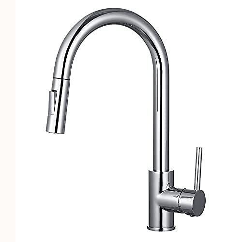 KEppd Kitchen Faucet - Single Handle Pull Out Sprayer Mixer Tap with Hot & Cold Water Control, Deck Mounted for Modern Sinks - Perfect for Cooking, Washing Dishes & Kitchen Cleaning