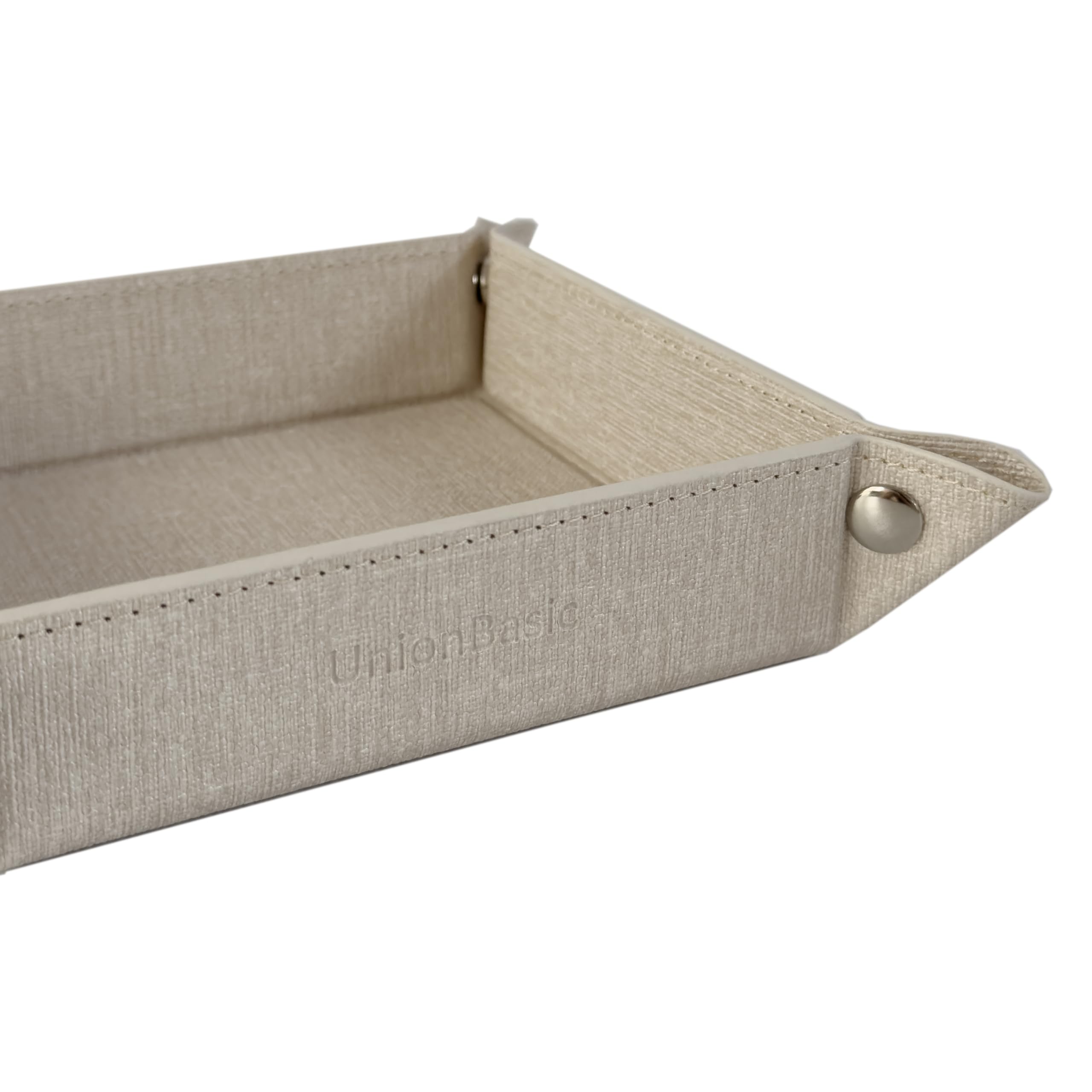 UnionBasic Valet Tray - Jewelry Organizer for Rings, Watches & Earrings | Entryway Catchall for Keys, Coins & Change | Nightstand & Bedside Organizer | Electronic Gadgets Tray | Beige | Perfect for Home Decor & Gift Giving