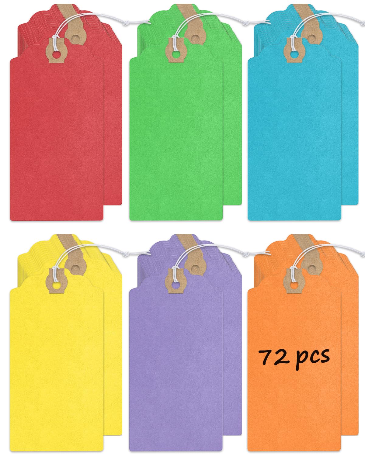 Uniclife 72 Pcs Blank Shipping Tags with Elastic String - 4.7