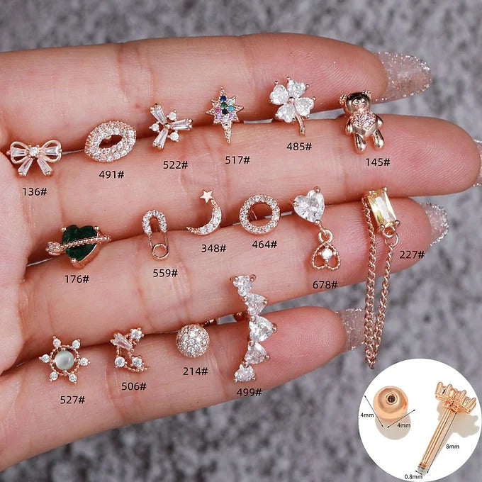 20G Cartilage Conch Studs & Helix Earrings - Surgical Steel Barbell Back Earrings for Tragus, Helix, Conch Piercings | Perfect for Everyday Wear, Parties & Special Occasions