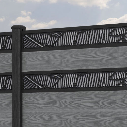Classic Feather Split Screen Fence Panel - Mid Grey Composite Privacy Fence with Sturdy Posts | Perfect for Backyard, Garden, and Patio Privacy Screening