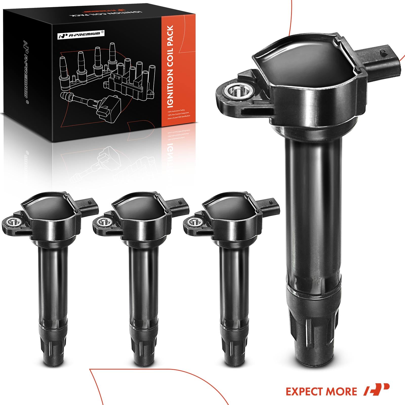Premium 4-Piece Ignition Coil Pack Set Compatible with Dodge Jeep Chrysler 1.8L 2.0L 2.4L - Fits Journey Avenger Caliber Patriot Compass 200 Sebring (2007-2020 Models) - Reliable Engine Performance for Smooth Driving & Daily Commutes