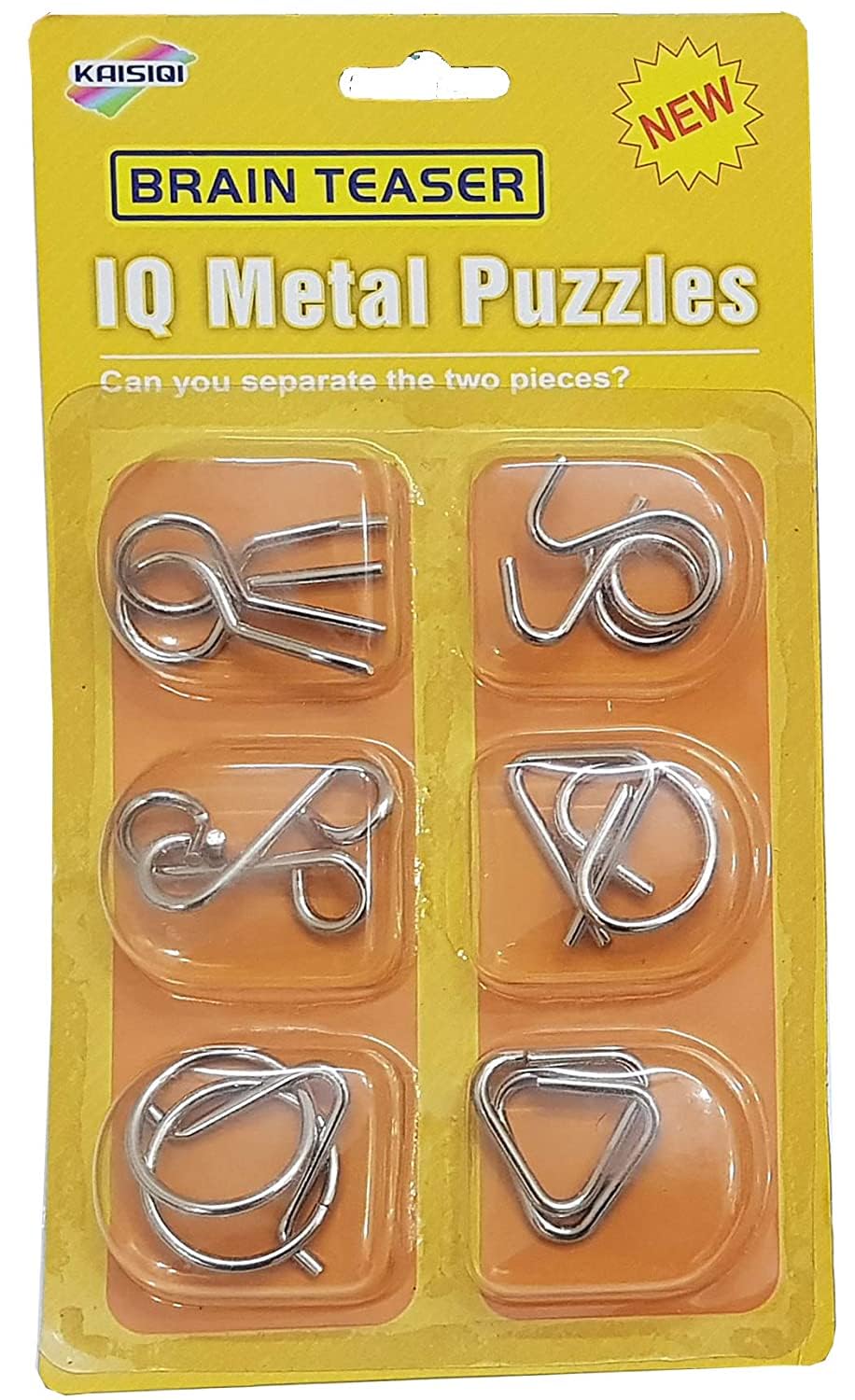 PLUSPOINT 6-Piece Metal Wire Puzzle Brain Teaser Set - IQ Logic Games for Kids & Adults | Perfect for Gifts, Party Favors, Prizes & Educational Play | Unlock Interlocking Disentanglement Challenge Toys for Classroom, Travel & Family Game Night