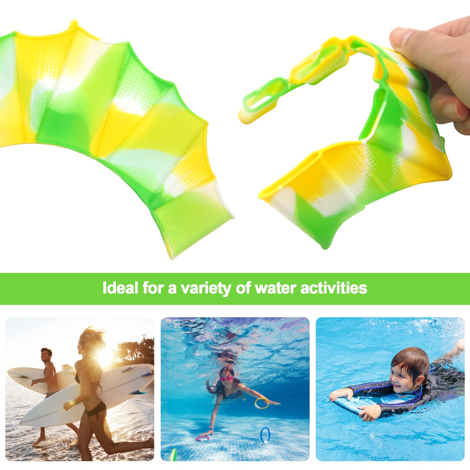 3 Pairs Silicone Swimming Hand Webbed Gloves - Finger Frog Swim Gear for Aquatic Training, Water Resistance Fitness & Aerobics (XS/S/M) - Perfect for Pool Workouts, Swim Training & Water Aerobics Classes