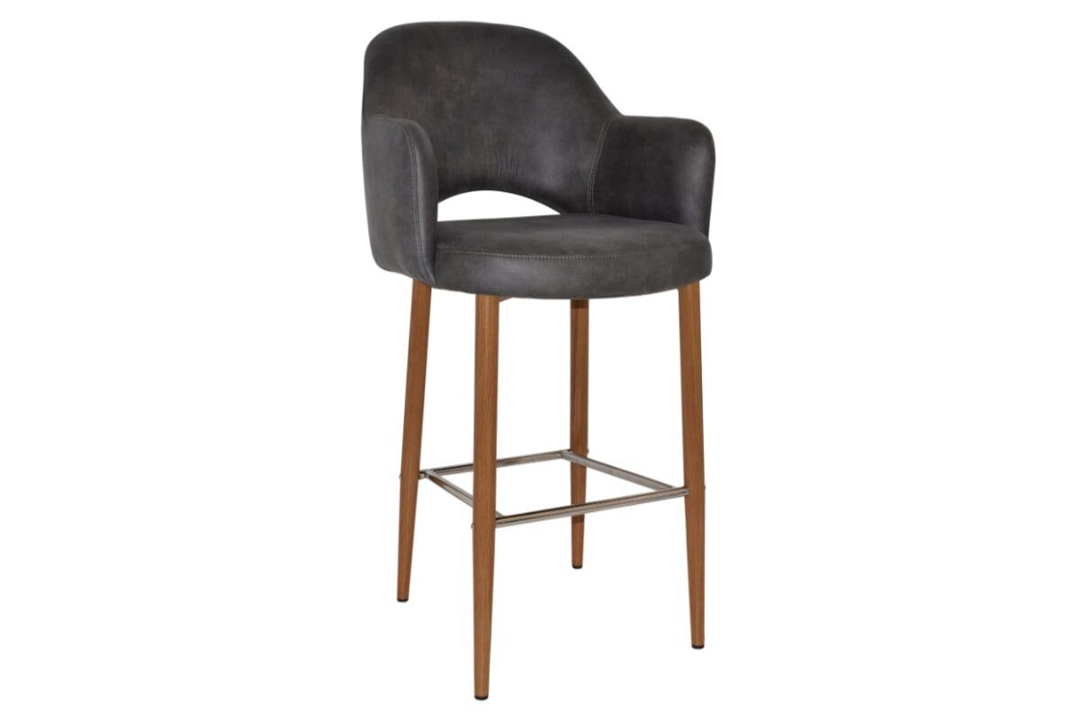 EZ Hospitality Avalon Stool with Arms - Light Oak Finish - 750mm Seat Height - Perfect for Kitchen Islands, Bars & Commercial Settings