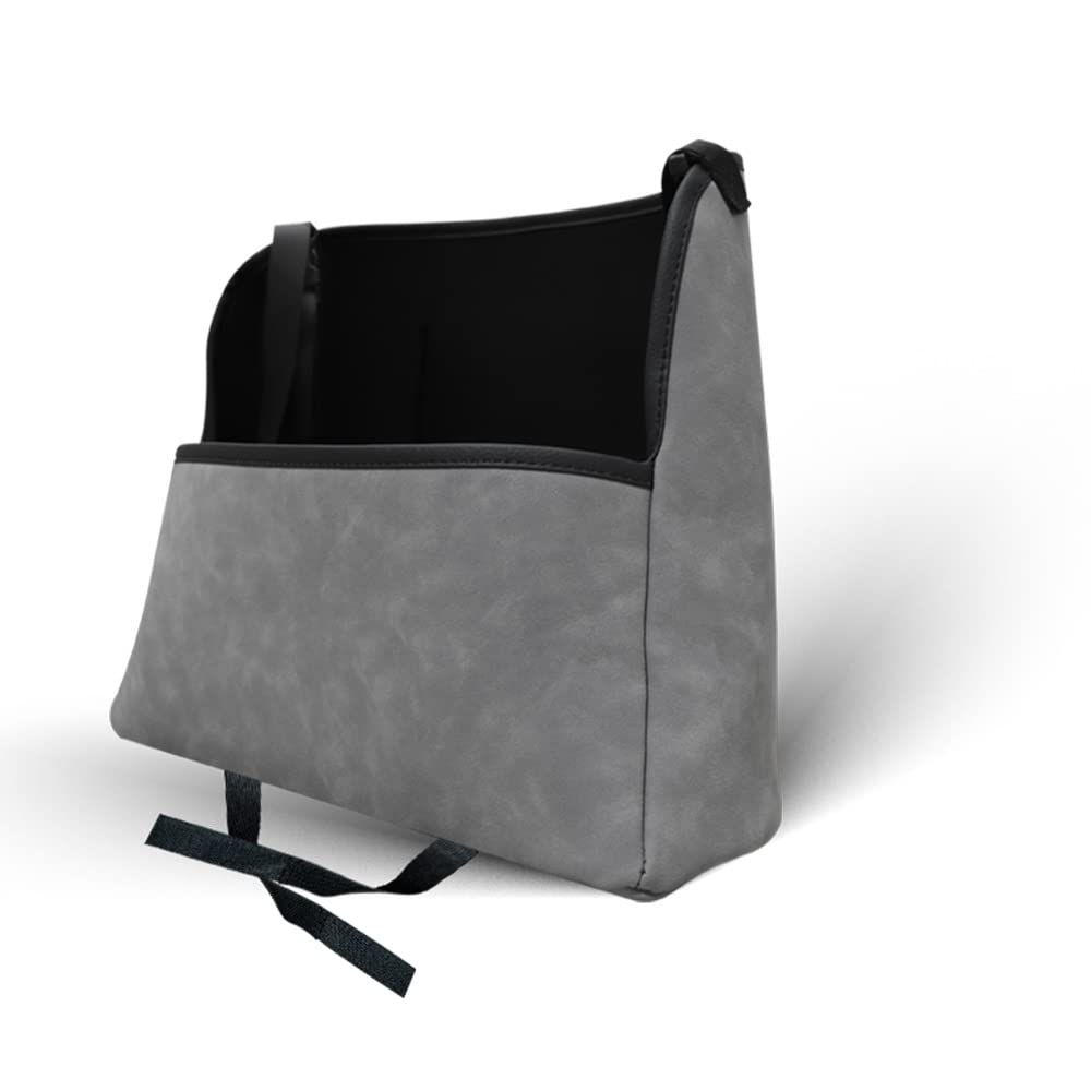 Premium Suede Car Seat Storage Organizer - Large Capacity Adjustable Center Console Bag for Vehicles (Grey) | Perfect for Road Trips, Daily Commutes & Family Travel Accessories
