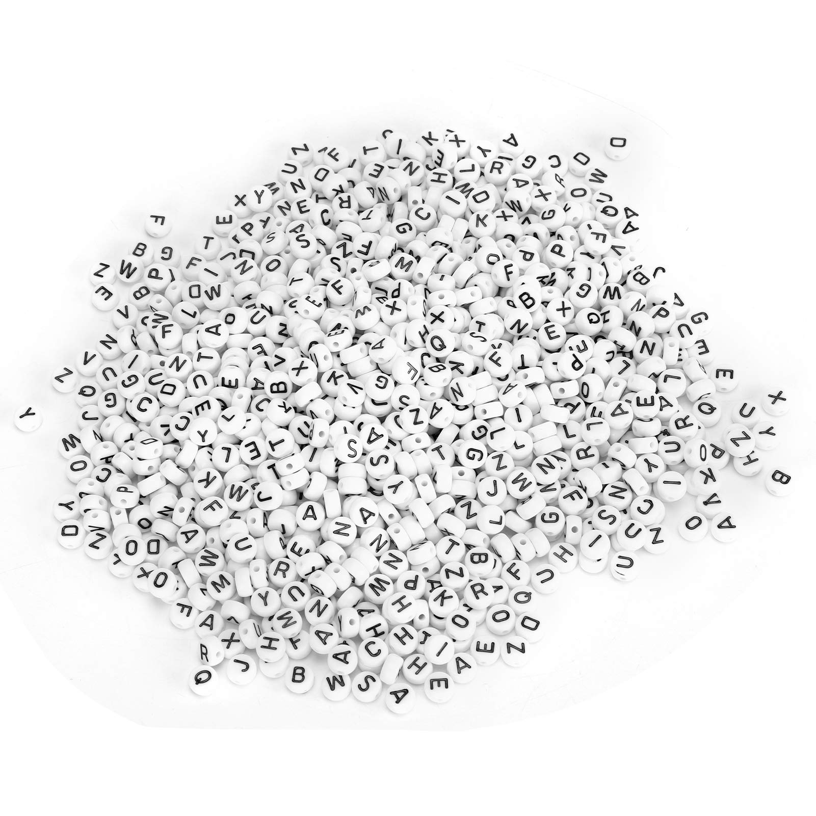 1000Pcs White Acrylic Letter Beads - Round Alphabet Beads for DIY Jewelry Making, Bracelets, Necklaces & Keychains - Perfect for Jewelry Vase Fillers & Craft Projects