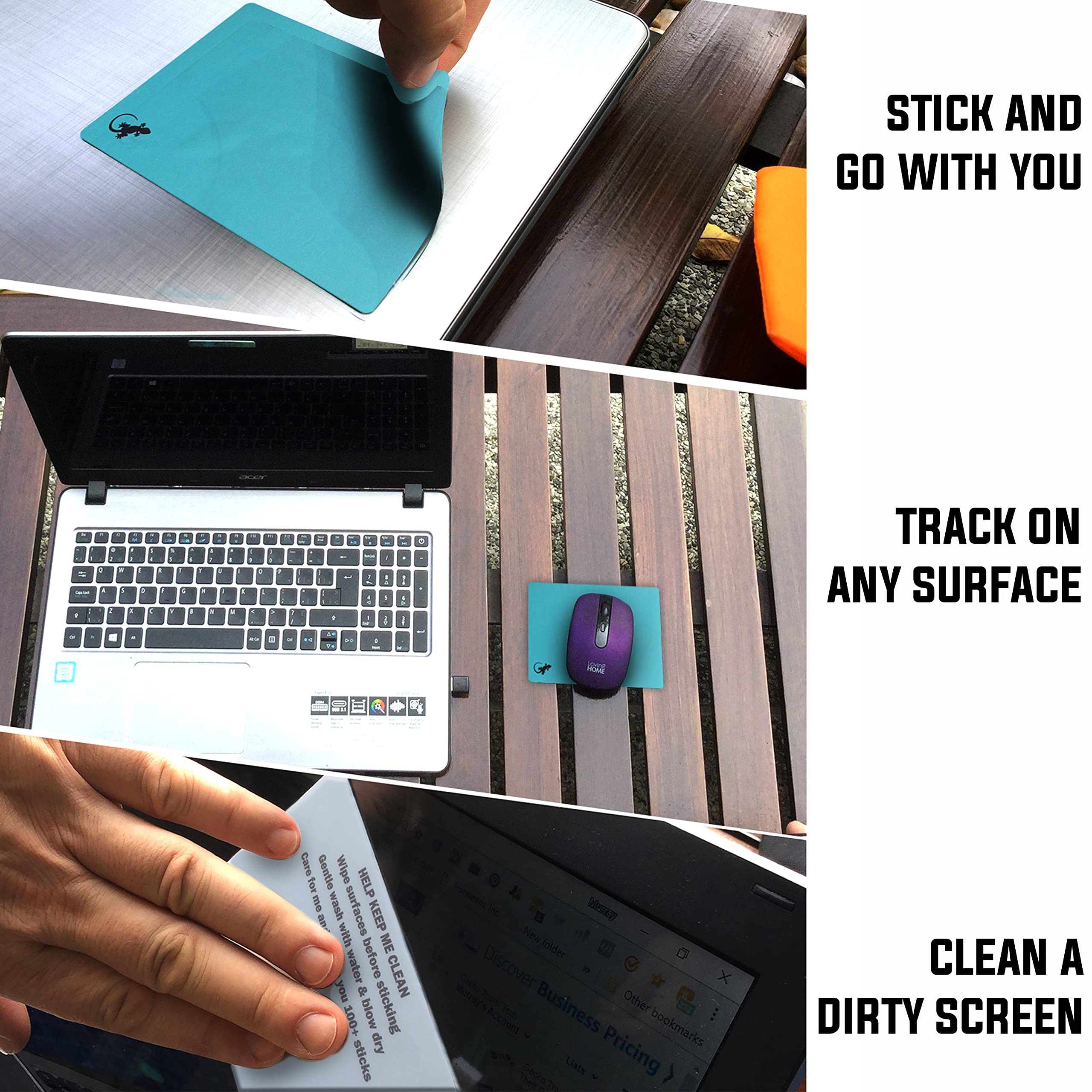 Non-Slip Adhesive Travel Mouse Pad - Blue | Portable Desk Mat for Laptop & Office Use | Perfect for Work, Gaming & Travel Accessories
