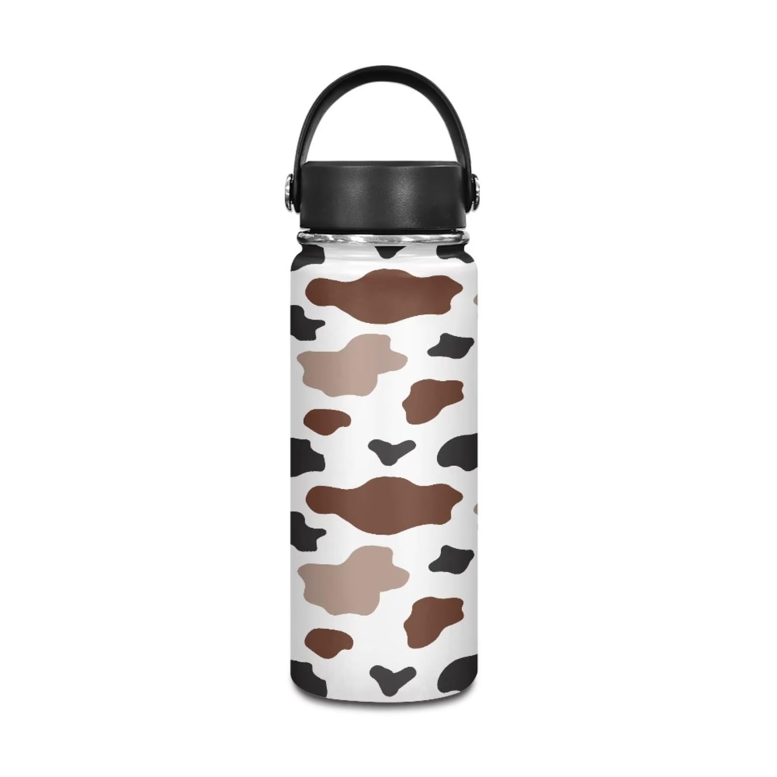 Premium Stainless Steel Vacuum Insulated Water Bottle - 18oz Wide Mouth Thermos for Hot & Cold Drinks, Coffee, Tea - Durable Cow Grain Design - Ideal for Hiking, Camping, Gym & Office Use