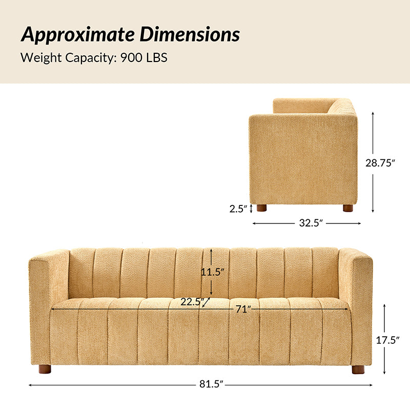 Botham Modern Cozy Sofa with Hidden Low Legs - Comfortable Living Room Furniture for Small Spaces, Apartments & Home Decor