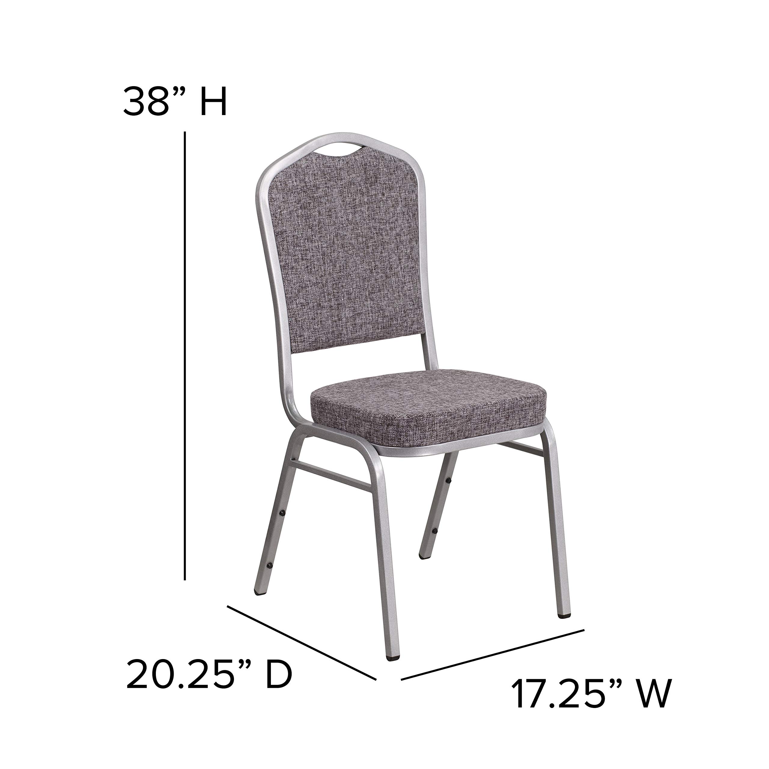 4 Pack Stackable Banquet Chairs with Herringbone Fabric & Silver Metal Frame - Perfect for Weddings, Events, and Home Dining