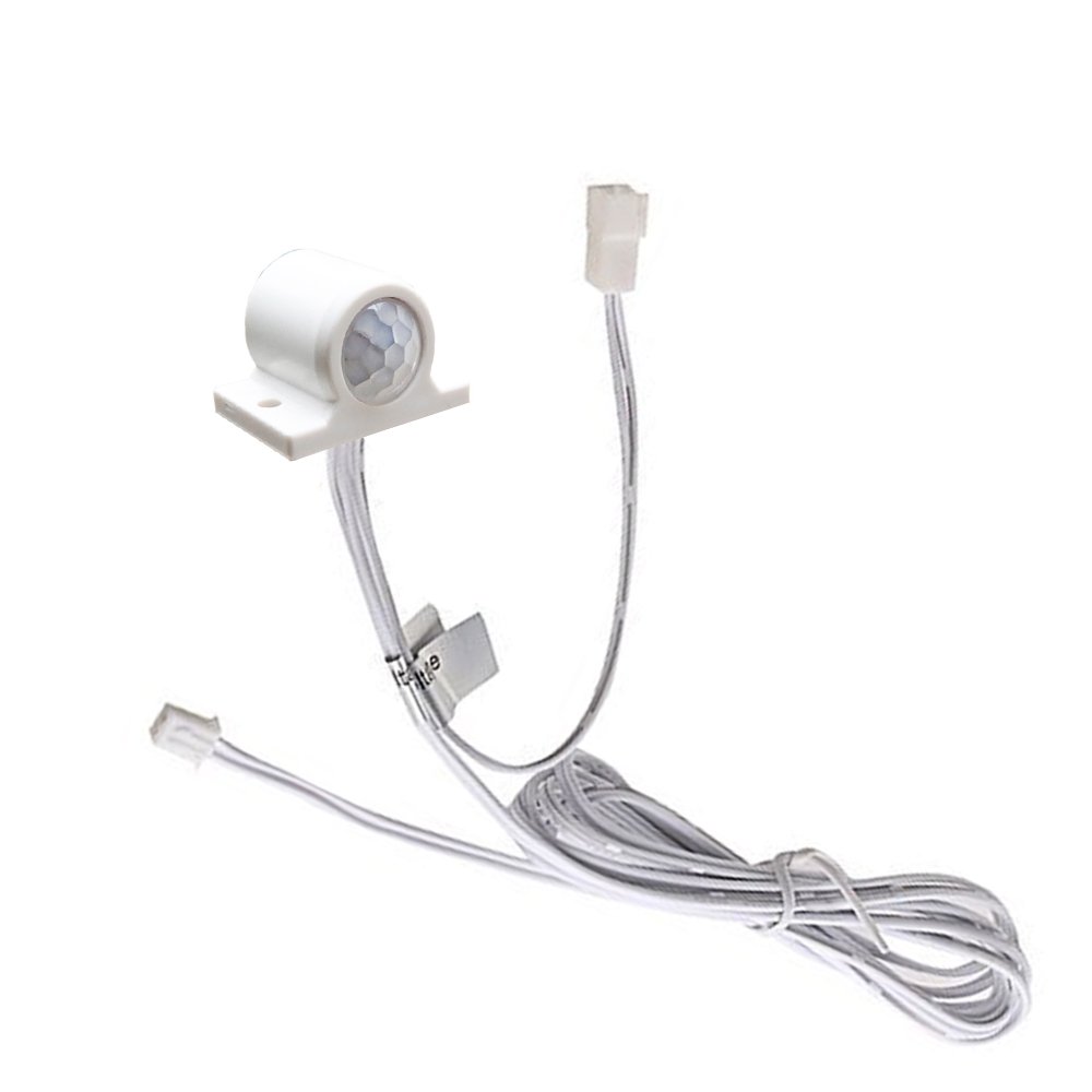 12V Automatic On/Off PIR Motion Sensor Switch for LED Strip Lights - White Sensor for Cabinets, Wardrobes & Closet Lighting - Energy Saving & Hands-Free Control