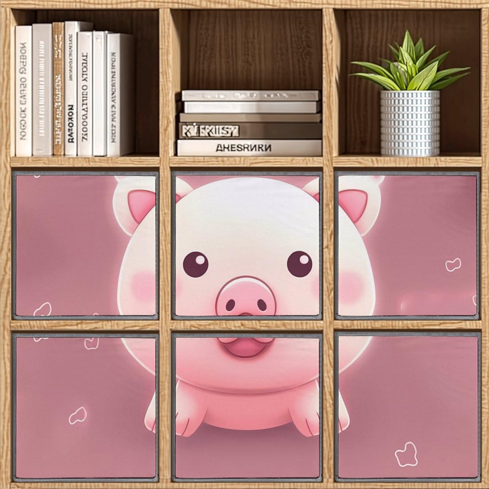 6-Pack Pink Cute Pig Collapsible Storage Bins with Handles - Large Closet Organizer Baskets for Clothing, Toys & Home Organization | Perfect for Bedroom, Nursery & Kids Room Storage Solutions