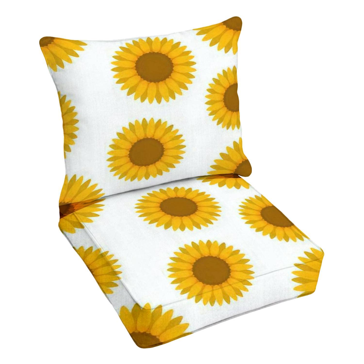 Premium Outdoor Deep Seating Cushion Set - Sunflower Pattern Waterproof Patio Furniture Cushions for Lounge Chairs & Conversation Sets | Perfect for Backyard, Poolside & Garden Relaxation