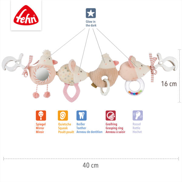 Fehn Fairy Friends Activity Play Stroller Chain - Interactive Baby Toy for Strollers & Car Seats | Perfect for Infants & Toddlers | Entertain & Develop Motor Skills On-The-Go