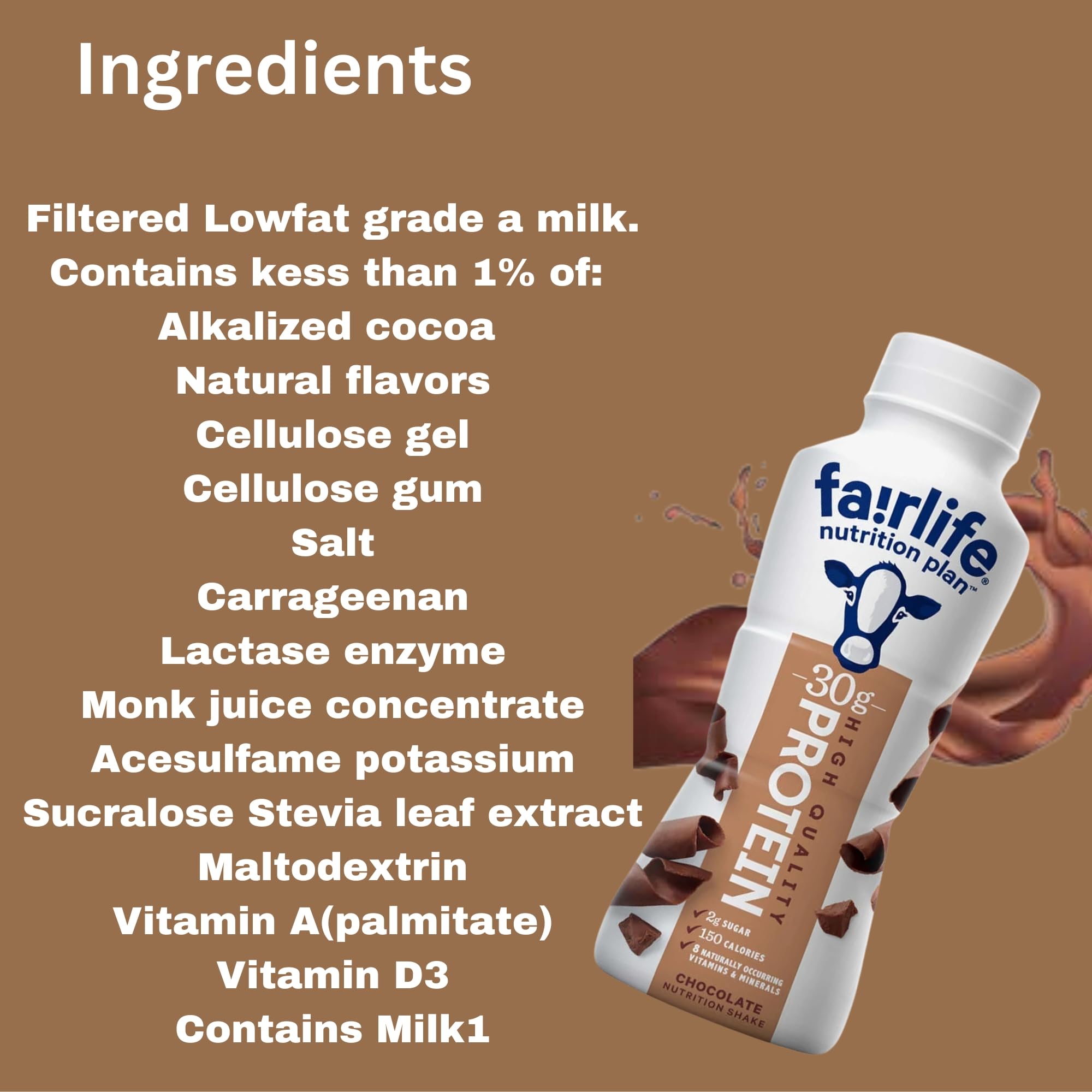 FairLife Protein Shake - Lactose Free Chocolate Flavor (9 Count) | 30g Protein, 2g Sugar, Essential Nutrients | Healthy On-The-Go Snack for Gym, Workout & Busy Lifestyle + Free GrisaBox Stickers