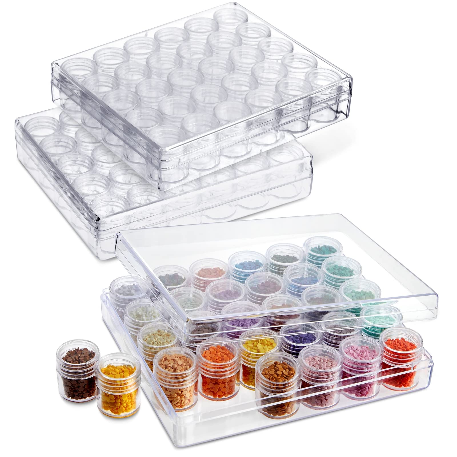 Bright Creations Clear Bead Storage Organizers - 3 Pack Plastic Containers with Lids for Glitter, Beads, Arts & Crafts Supplies (93 Pieces) - Perfect for Jewelry Making, DIY Projects & Craft Room Organization