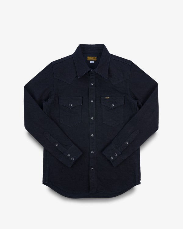 Iron Heart IHSH-396 13.5oz Heavyweight Denim Western Shirt for Men - Black - Durable Workwear & Casual Style for Outdoor Adventures and Everyday Wear