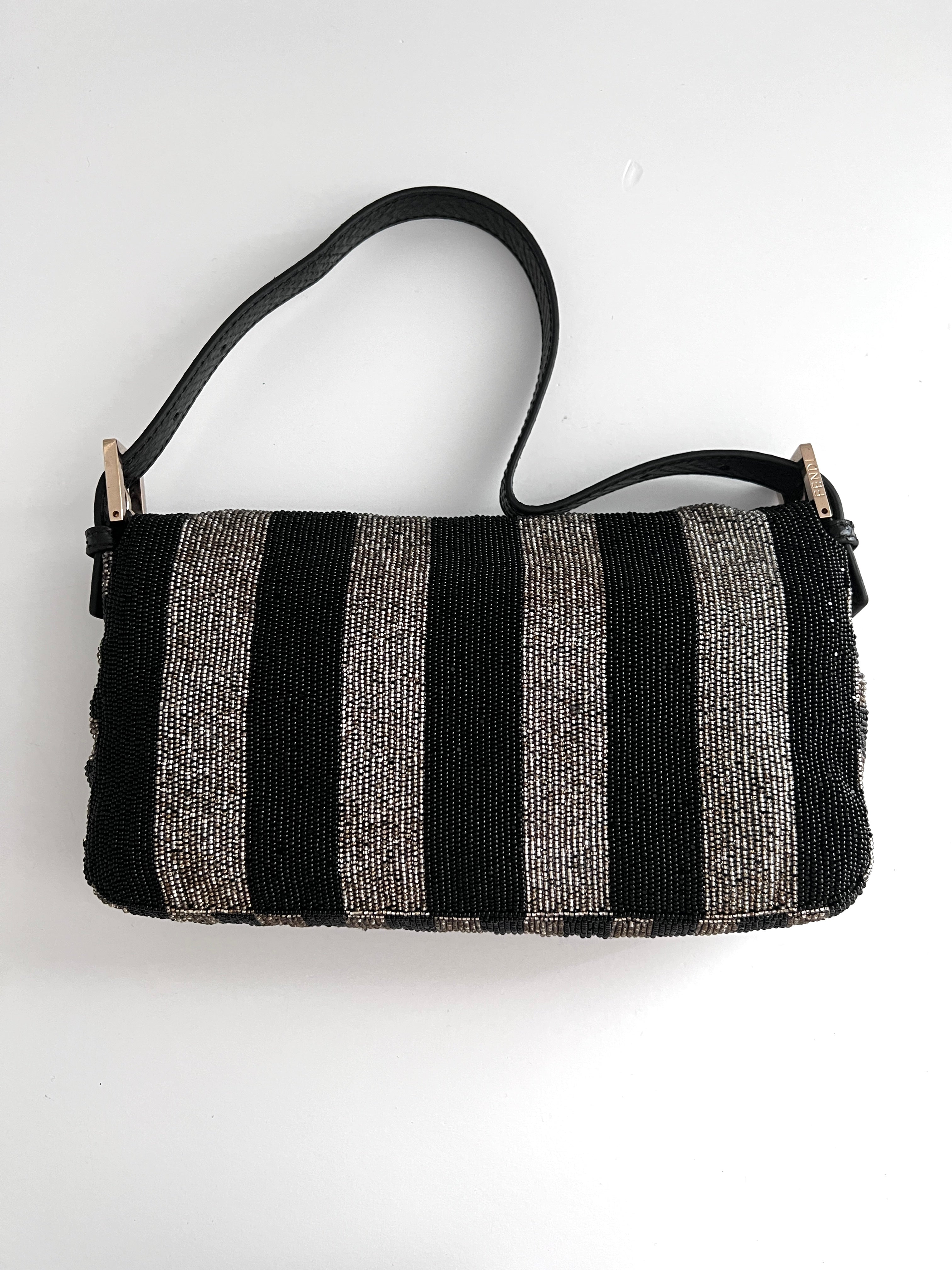 Vintage Fendi Beaded Stripe Baguette Bag - Authentic Pre-Owned Designer Handbag for Women | Perfect for Evening Parties, Weddings & Special Occasions