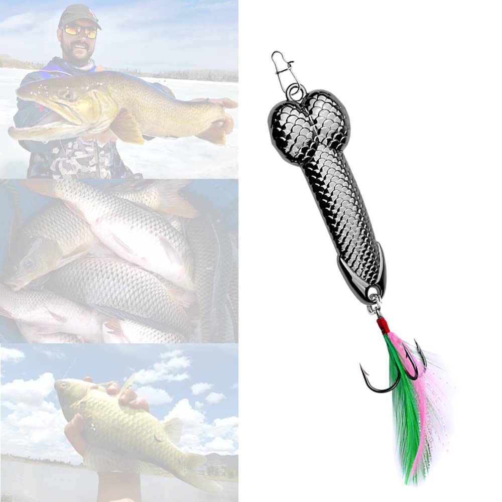 OQKKYY Premium Hard Metal Swing Bait Fishing Lure with Feather & Treble Hooks - 7g Silver - Effective Bass Trout Saltwater Freshwater Lures - Perfect Gift for Anglers & Fishing Enthusiasts (Ideal for Lakes, Rivers & Ocean Fishing)