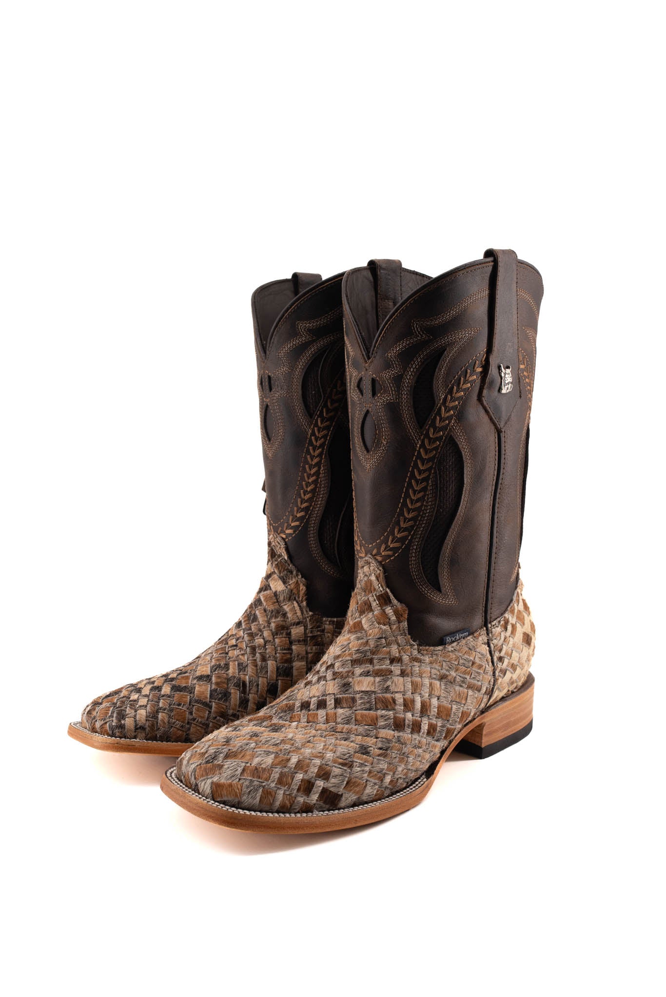 Authentic Men's Cowhide Square Toe Cowboy Boots - Size 9.5 (Box 1M) - Western Style Leather Boots for Rodeo, Country Dancing & Outdoor Adventures