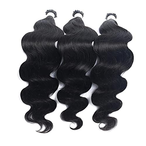 Best Long Body Wave I-Tip Microlinks Hair Extensions - 100% Virgin Indian Human Hair for Women (#1B, 28 Inch) | Salon Quality Natural Wavy Bulk Hair for Styling & Volume | Perfect for Weddings, Parties & Everyday Wear