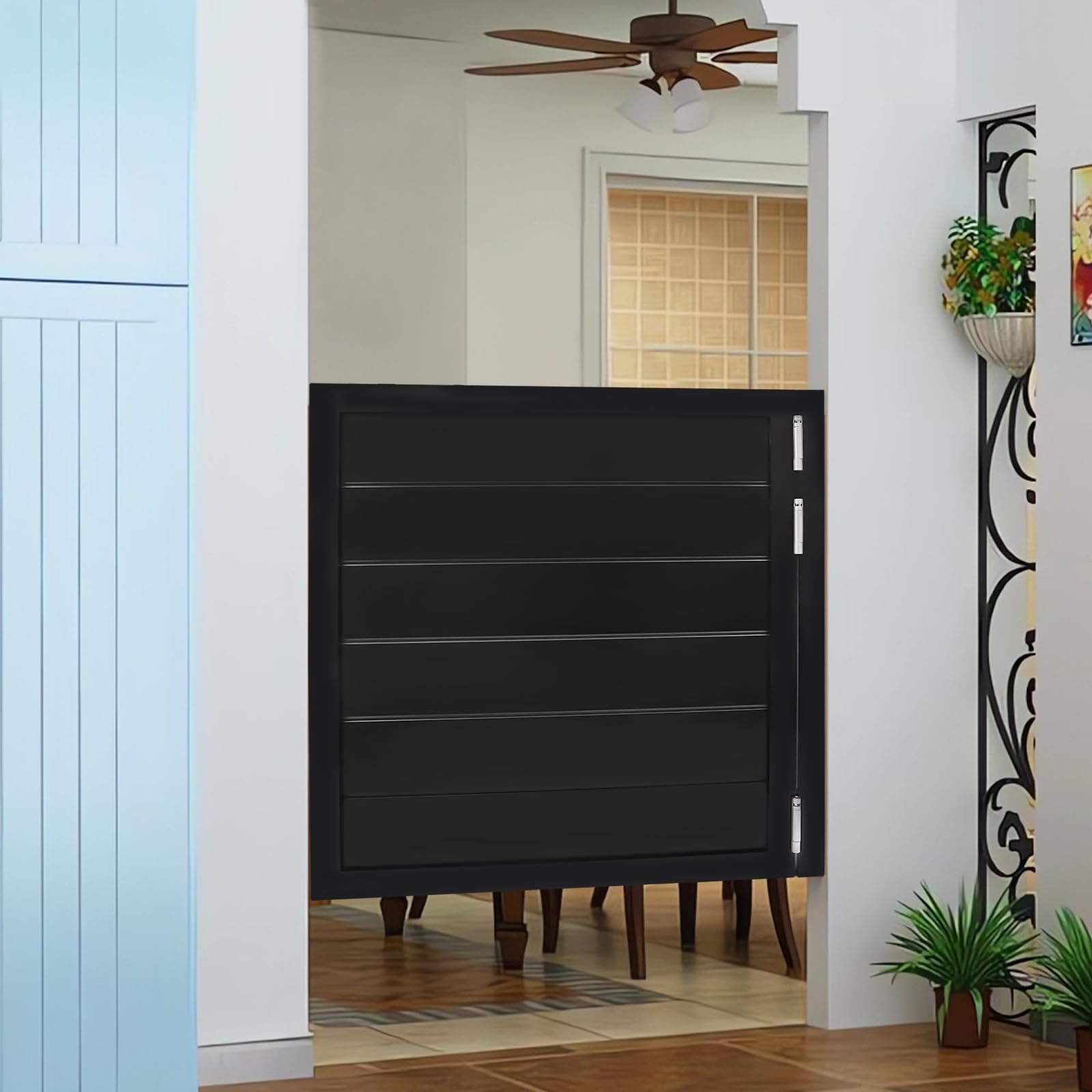Solid Wood Swinging Cafe Doors - 35.4x35.4 Inch Black Saloon Style Doors with 3 Spring Hinges for Restaurants, Bars, Kitchens & Western Decor