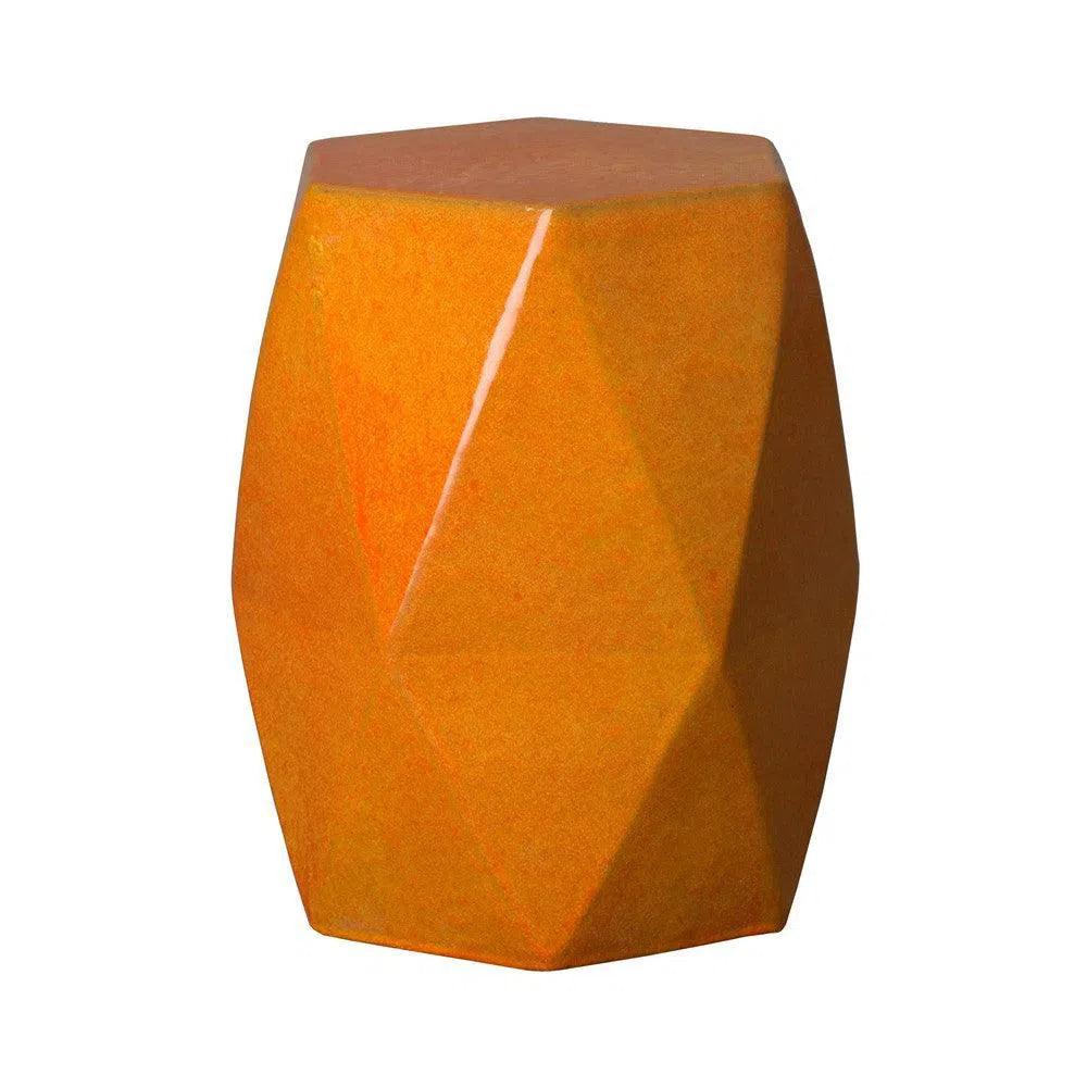 22 Inch Brilliant Matrix Ceramic Garden Stool - Outdoor Patio Decor, Side Table, Plant Stand for Garden, Porch & Poolside