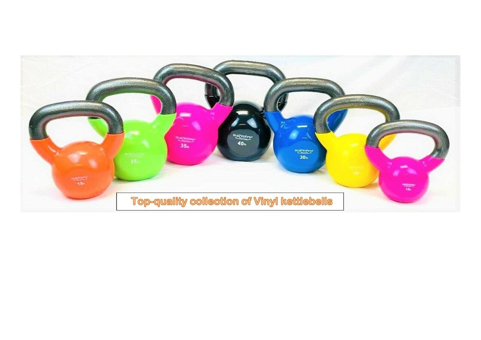 Premium Vinyl Coated Cast Iron Kettlebell - 5-50lbs Weight Set for Home Gym, CrossFit & Strength Training - Anti-Rust, Quiet & Floor-Friendly Workout Equipment