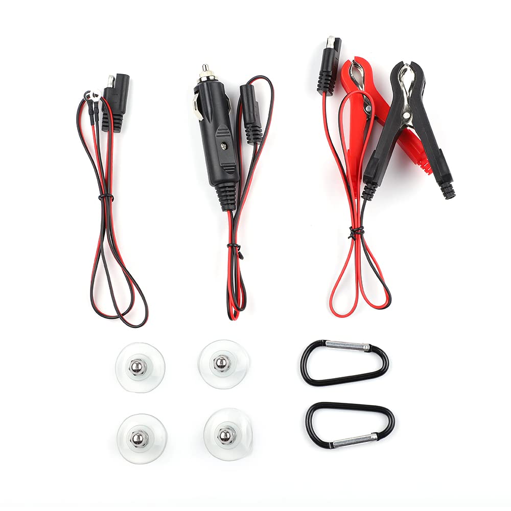 12V 2FT Battery Charger Cable with Alligator Clips & Cigarette Lighter Adapter - O-Ring to SAE Power Cord for Solar Panels, Car Inverters, Battery Chargers - Perfect for RV, Boat, and Off-Grid Power Supply