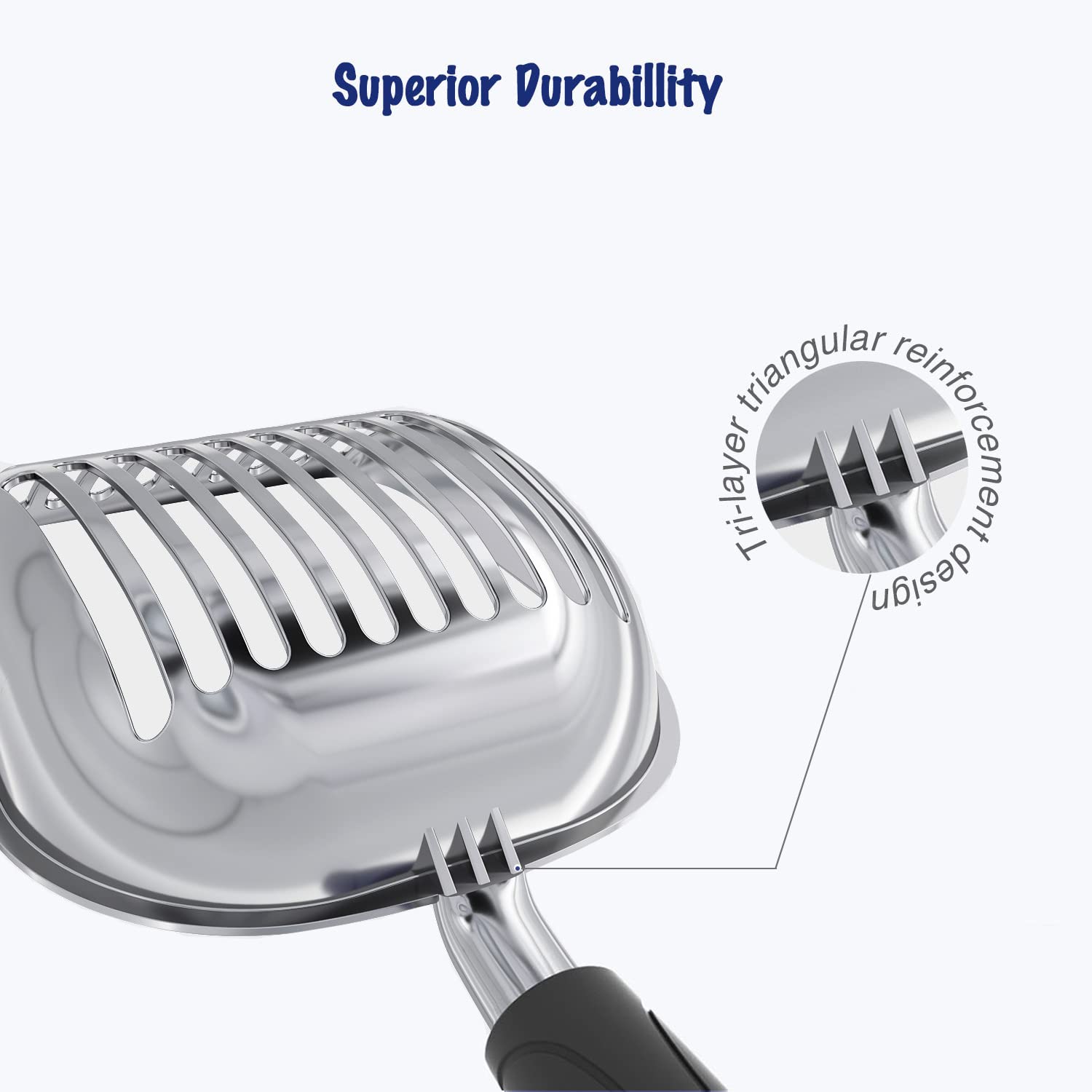 Premium WePet Aluminum Alloy Cat Litter Scoop - Heavy Duty Metal Poop Scooper with Long Handle & Deep Shovel Design - Durable Kitty Litter Box Sifter for Easy Waste Removal - Perfect for Multi-Cat Households & Large Litter Boxes