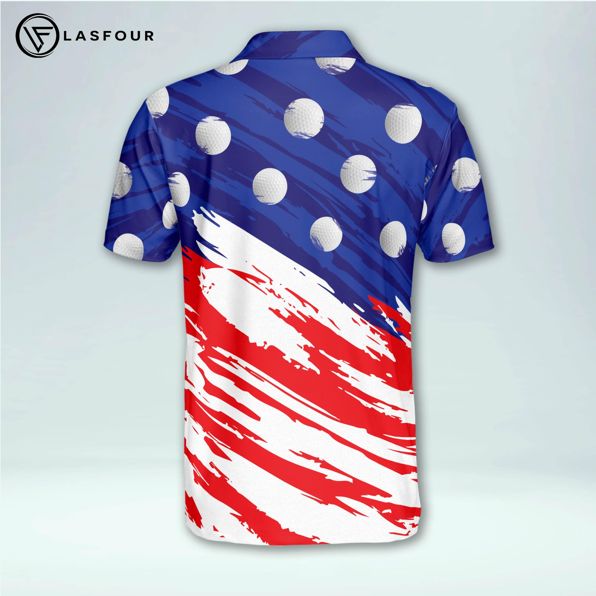 LASFOUR Personalized Patriotic Golf Polo Shirt for Men - American Flag Design, Moisture-Wicking Dry Fit Short Sleeve Performance Polo - Perfect for Golf Tournaments, 4th of July Celebrations & Patriotic Events